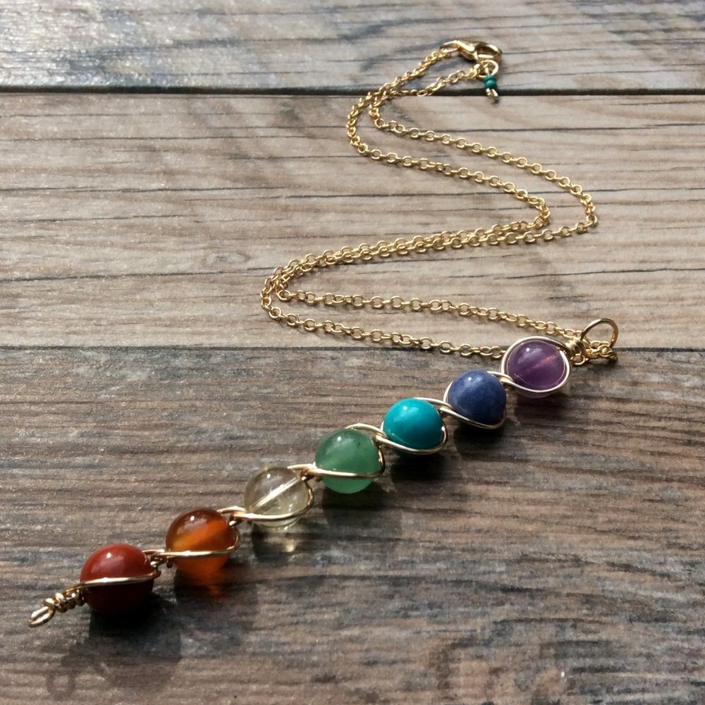 Chakra necklace, 14k gold filled, Healing necklace, rainbow necklace